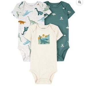Carter's Dinosaur Print Bodysuits - Teal, Cream, Gray (19)